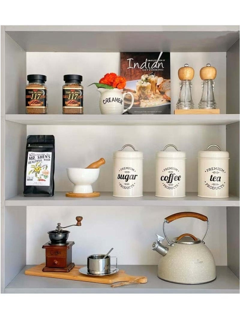 مجموعة من 3 حاويات تخزين محكمة الغلق للمطبخ مع أغطية، وعلب قهوة وسكر، وحاويات تخزين وحاويات طعام وحاويات مطبخ (18×10.1 سم، عبوة من 3 قطع) - Image 5