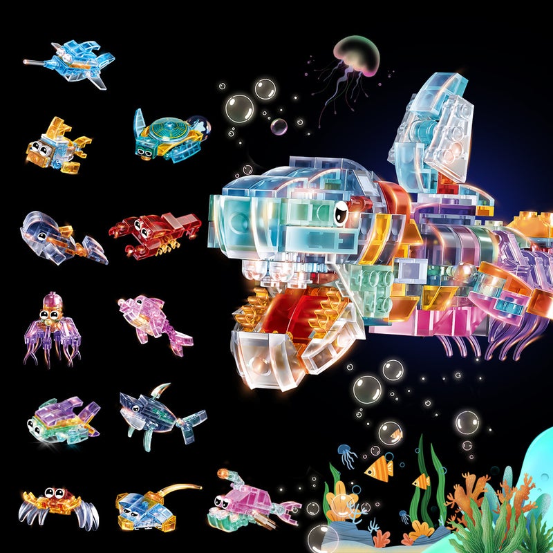 Small Particle Domestic Building Blocks Transparent Marine Life Toys Compatible With Lego Educational Assembled Children'S Gift - Image 5