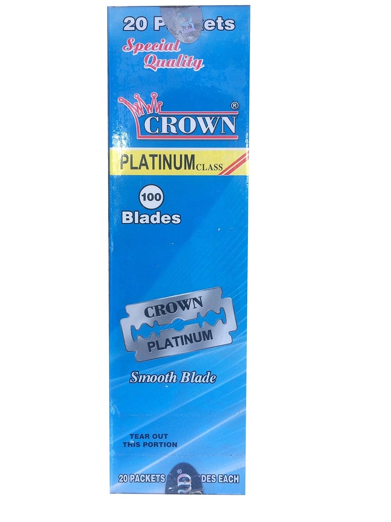 Crown Platinum Double Edge Safety Razor Blades 100 blades 20x5