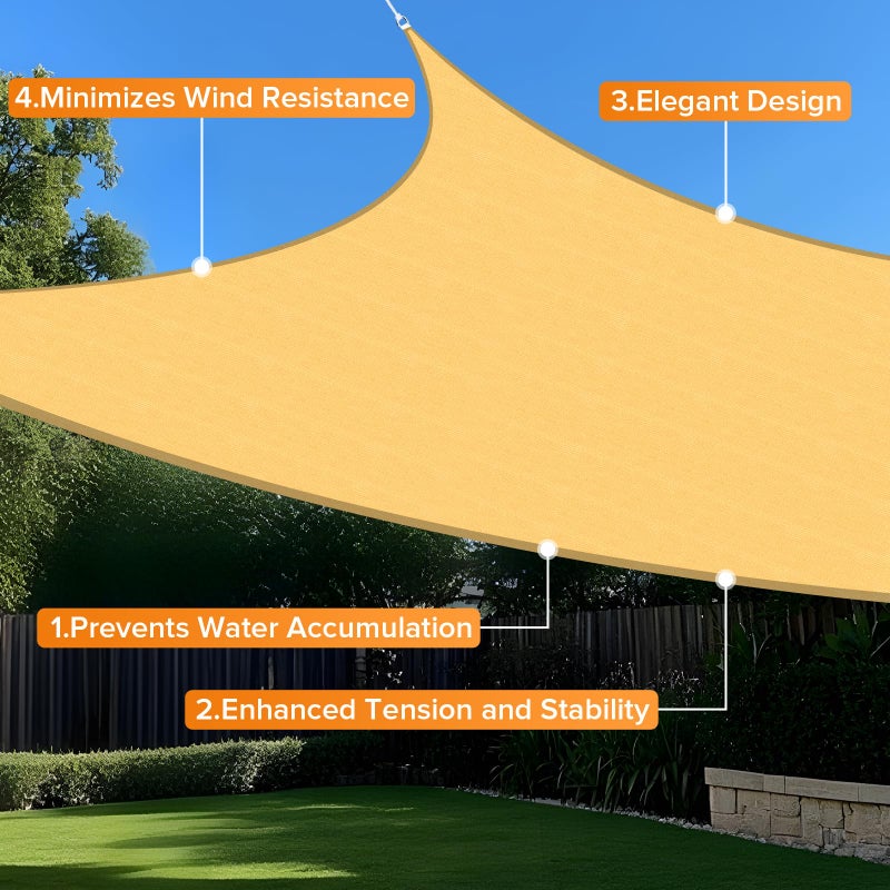 Artpuch Sun Shade Sail, 16'X20' Sand Rectangular, Curved Edged Commercial Grade 185GSM Permeable Outdoor Shade Cloth for Deck, Backyard, Patio (Custom Sizes Made) - Image 4