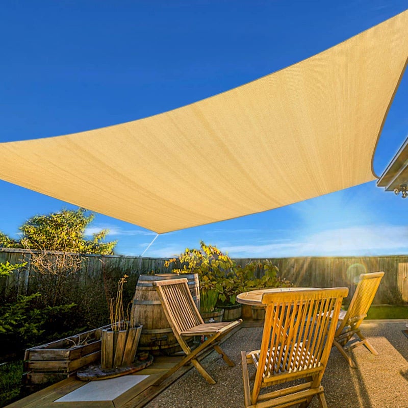 Artpuch Sun Shade Sail, 16'X20' Sand Rectangular, Curved Edged Commercial Grade 185GSM Permeable Outdoor Shade Cloth for Deck, Backyard, Patio (Custom Sizes Made) - Image 1