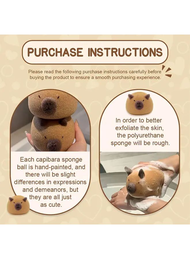 1pc Dark Color Quduo Bath Ball Adorable Capybara Shaped Soft Bath Sponge Gentle Exfoliating Konjac Shower Pouf Unscented Body Scrub Massage Cute Bathroom Accessory Ideal Gift - Image 5