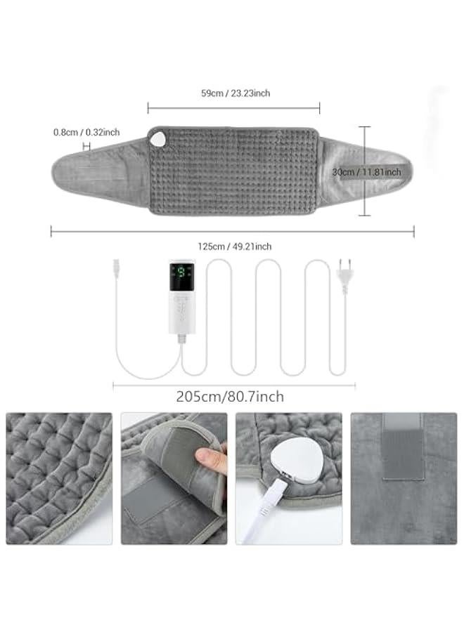 HOOKOR Electric Heating Pad, Waist Heated Pad with LCD Controller, 9 Heating Levels, 4 Gears Timing, Soft Touch, Fast Heating & Machine Washable, Great for Neck,Shoulder,Back Body-12x50 - Image 2