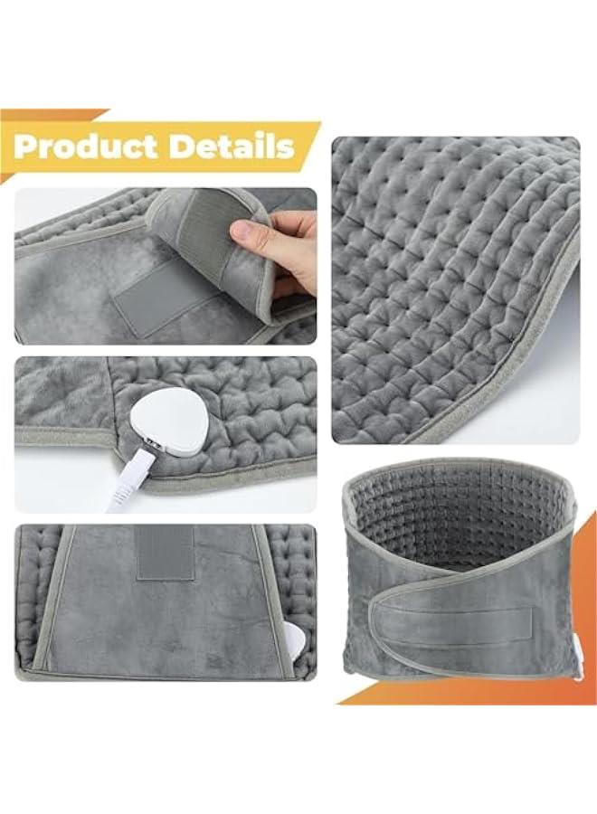HOOKOR Electric Heating Pad, Waist Heated Pad with LCD Controller, 9 Heating Levels, 4 Gears Timing, Soft Touch, Fast Heating & Machine Washable, Great for Neck,Shoulder,Back Body-12x50 - Image 5