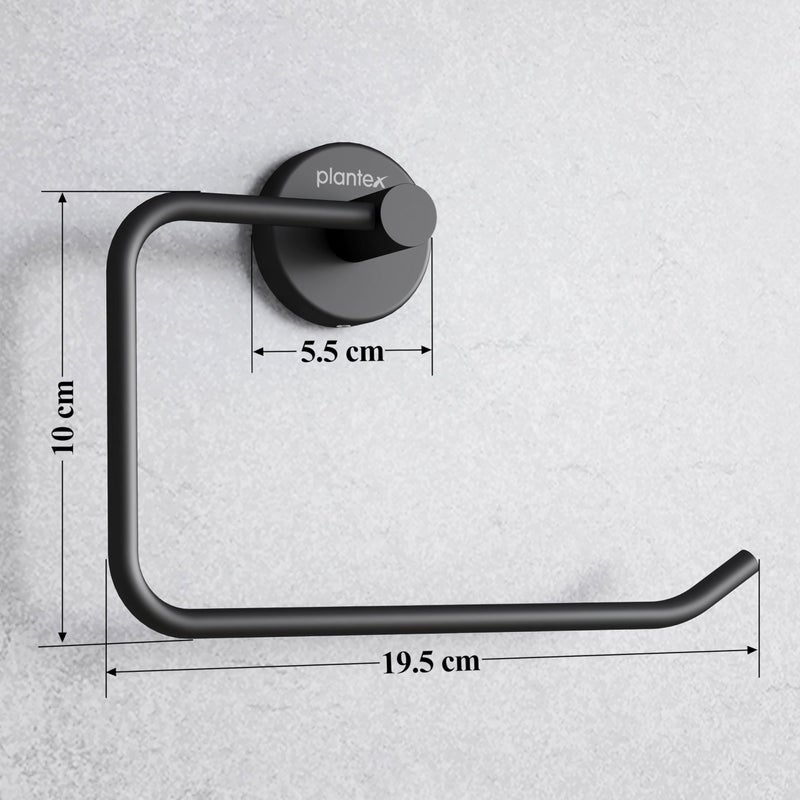 Plantex Towel Ring for Bathroom/Stainless Steel Towel Holder/Half Square Napkin Ring/Towel Stand for Bathroom/Bathroom Accessories - Pack of 1 (Black) - Image 3