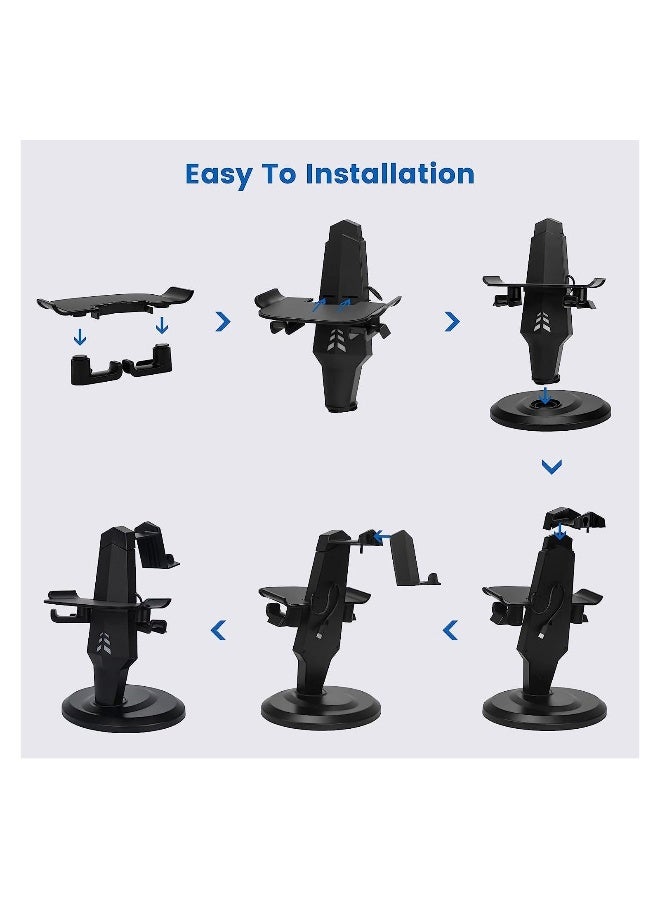 VR Stand, VR Headset Charging Dock Display Stand, Touch Controllers Accessories for Oculus Quest, Quest 2,Rift, Rift S, Valve Index, Black - Image 2