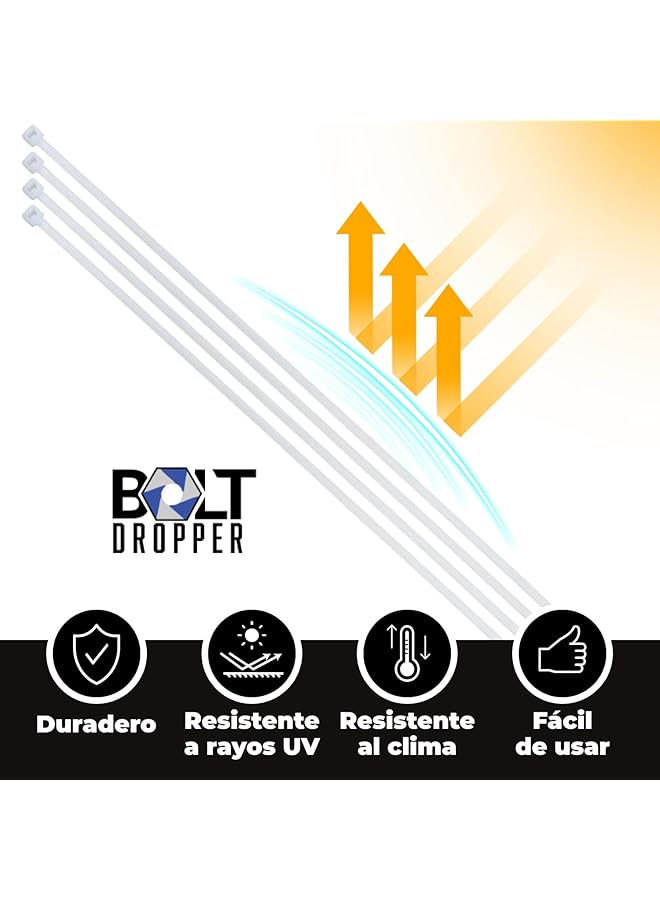 erorex Zip Ties 100 Pack 12 Inch Heavy Duty 40Lbs Tensile Strength Nylon White Cable Wire Ties For Indoor And Outdoor Use - Image 3