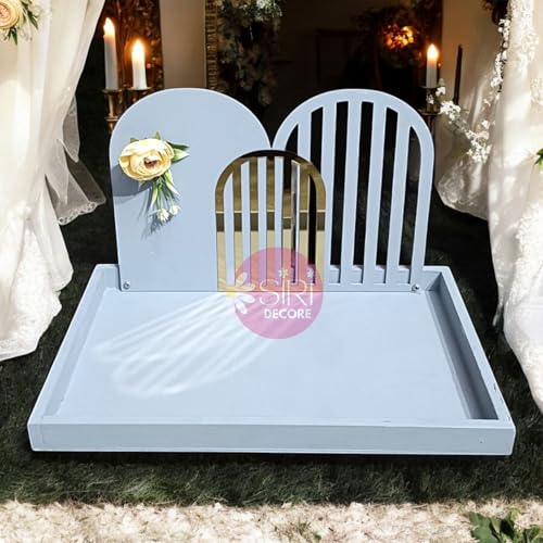 SIRI DECORE SiRIDecore Multipurpose Gift Packing Tray for Bride, trujo Packing 12x18 inch, with Trendy Cutout 12x8 inch Handcrafted Rectangle Platter Thali Tray for Wedding Packing, Shaadi Decor - Image 1