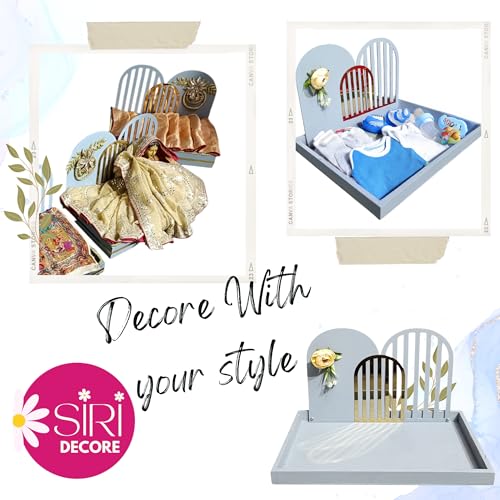 SIRI DECORE SiRIDecore Multipurpose Gift Packing Tray for Bride, trujo Packing 12x18 inch, with Trendy Cutout 12x8 inch Handcrafted Rectangle Platter Thali Tray for Wedding Packing, Shaadi Decor - Image 2