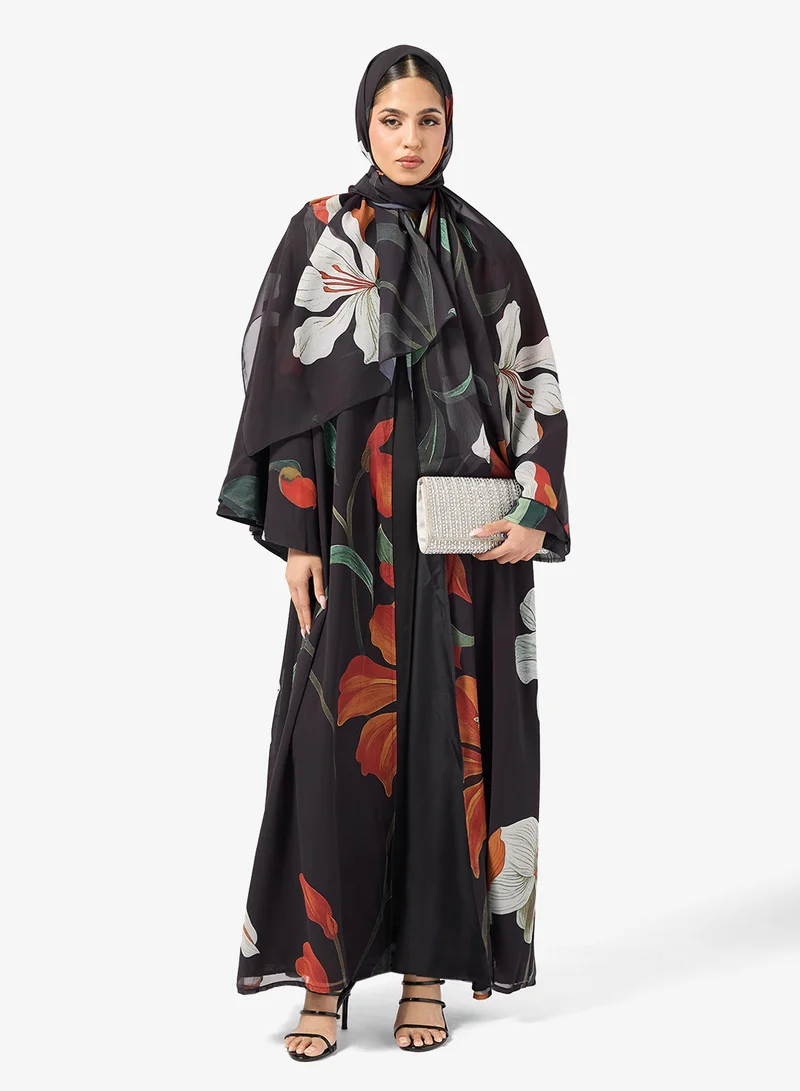 Khizana Floral Print Abaya