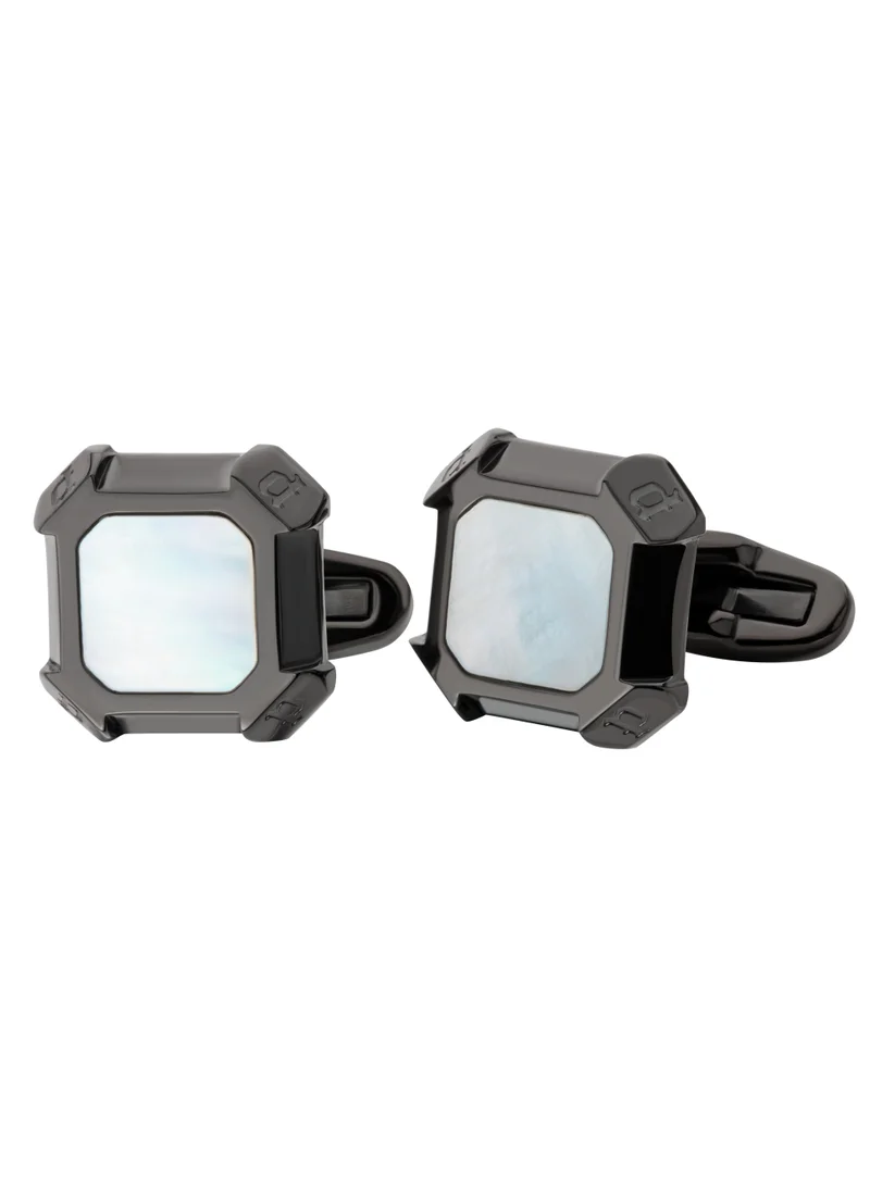 بوليس Square Black and Mother of Pearl Cufflinks for Men