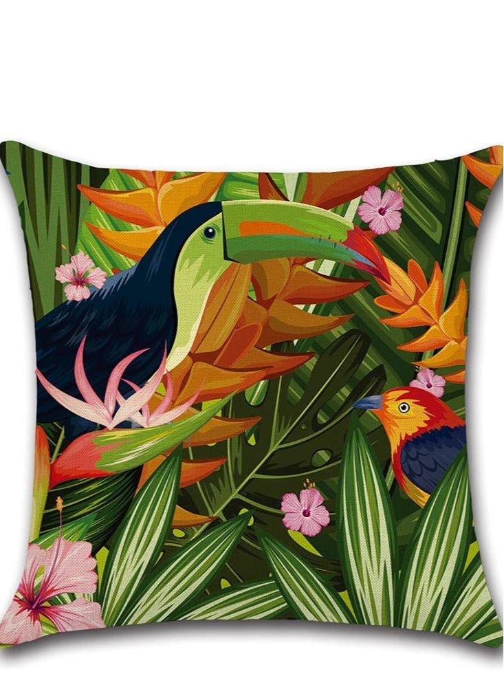 كابتن تيك مجموعة أغطية الوسائد ، أوراق خضراء مقاومة للماء في الهواء الطلق مكونة من 4 أغطية وسادات مربعة من الكتان للنباتات الاستوائية ، KASTWAVE مناسبة لأريكة الحديقة ، والتراس ، وغطاء وسادة ديكور سرير المقعد - Image 2