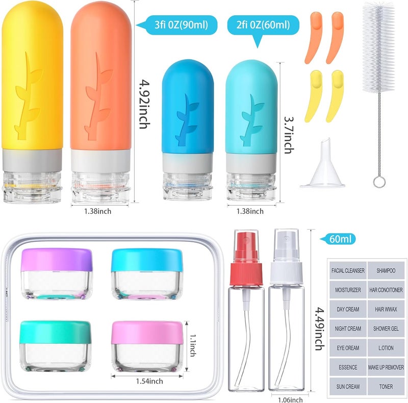 Eworld مجموعة زجاجات السفر 16 قطعة لمنتجات العناية الشخصية - حاويات سيليكون مقاومة للتسرب بحجم TSA مع حقيبة مقاومة للماء - Image 4