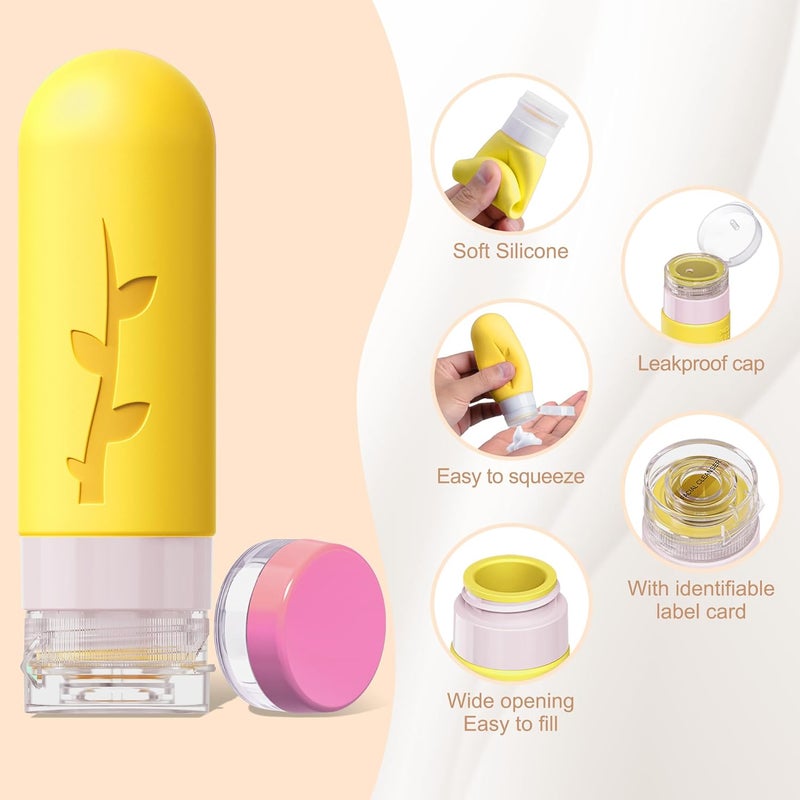 Eworld مجموعة زجاجات السفر 16 قطعة لمنتجات العناية الشخصية - حاويات سيليكون مقاومة للتسرب بحجم TSA مع حقيبة مقاومة للماء - Image 5