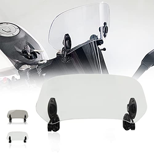 OXLLONE Universal Motorcycle Windshield Extension Adjustable Spoiler Clamp-On Windscreen Deflector for Motorbike Enduro Supermoto Scooter UTV ATV Piaggio- 368mm/Transparent - Image 1
