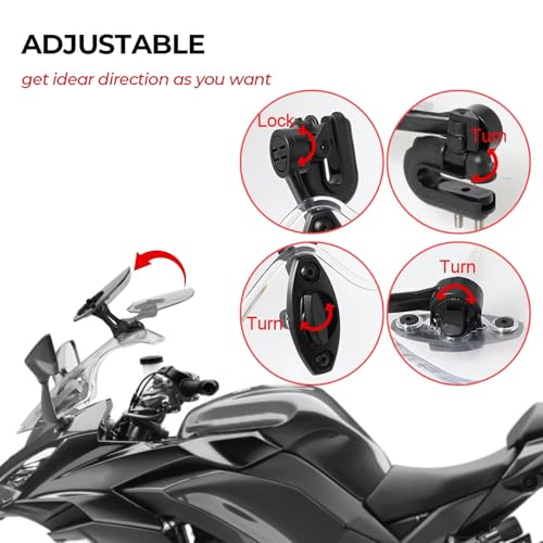 OXLLONE Universal Motorcycle Windshield Extension Adjustable Spoiler Clamp-On Windscreen Deflector for Motorbike Enduro Supermoto Scooter UTV ATV Piaggio- 368mm/Transparent - Image 3