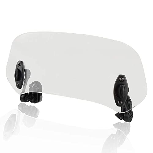 OXLLONE Universal Motorcycle Windshield Extension Adjustable Spoiler Clamp-On Windscreen Deflector for Motorbike Enduro Supermoto Scooter UTV ATV Piaggio- 368mm/Transparent - Image 4