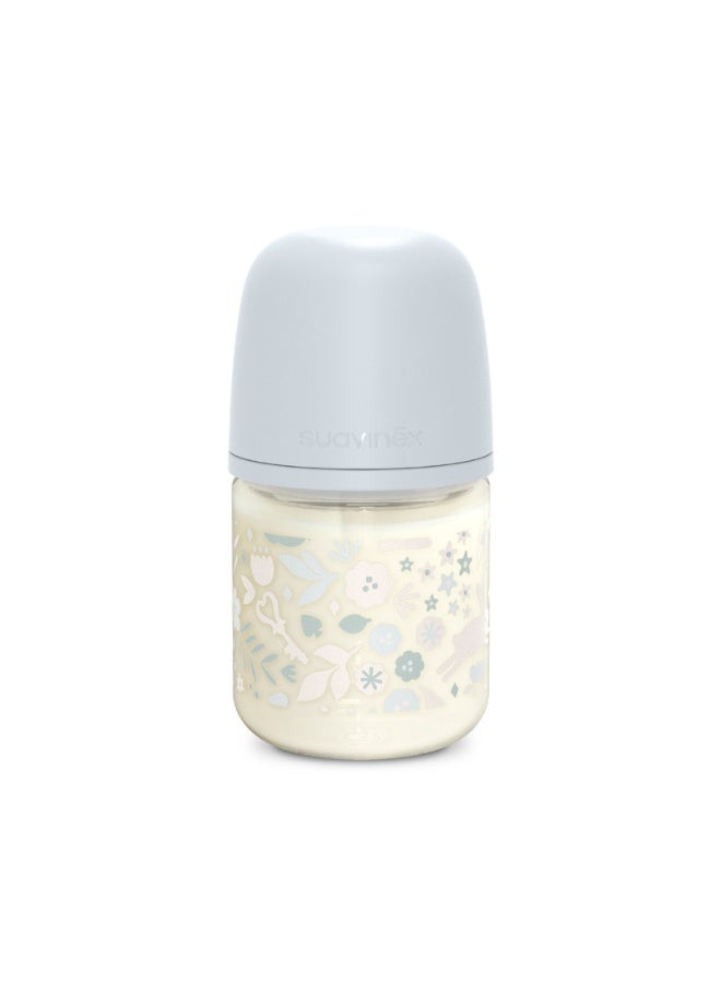 SUAVINEX Glass Baby Feeding Bottle with Slow-Flow Physiological Nipple Teat, Mimics Natural Breastfeeding Experience, +0 Months 120ml - Blue - Image 2