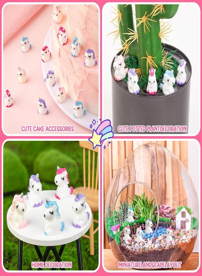 LHSYFBZ 96Pcs Mini Resin Unicorn, Miniature Unicorn Figurines, Mini Resin Animals to Hide for Garden Landscape Aquarium Dollhouse Birthday Party Room Crafts Decor - Image 5