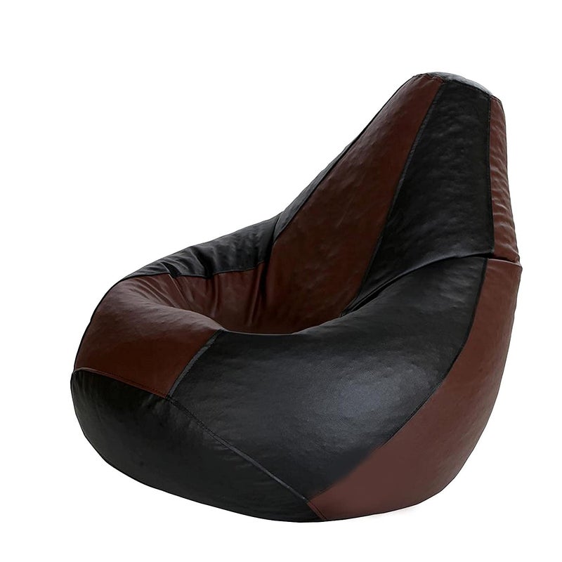 Generic LEXAVI Brand Prefilled Beanbag with Footstool with Beans XXXL Tan Black  - Image 2