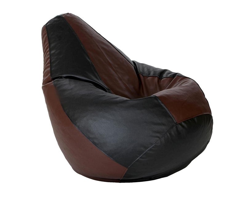 Generic LEXAVI Brand Prefilled Beanbag with Footstool with Beans XXXL Tan Black  - Image 3