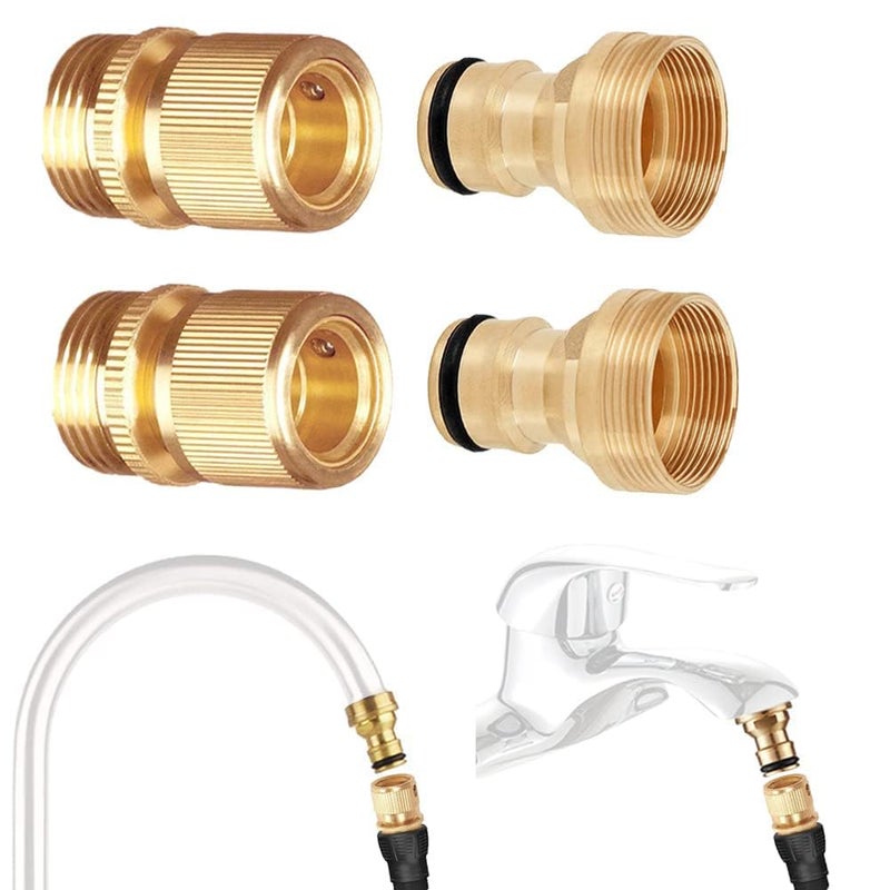 Joywayus Faucet Quick Connect to Garden Hose 22mm Female x 24mm Male Thread to 34 GHT Male Thread Snap Adapter for Bathroom Kitchen Indoor Sink Faucet 2 Set - Image 2