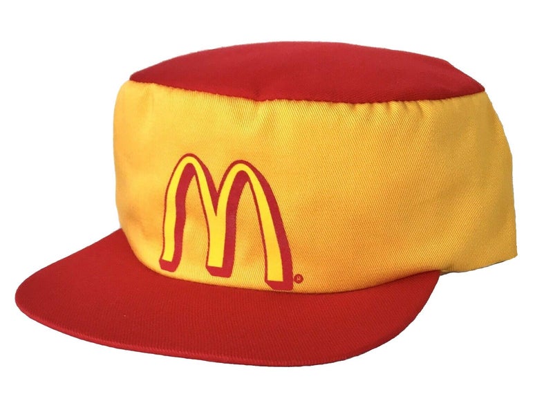 McDonald's قبعة ماكدونالدز فينتاج 1990s الزي الرسمي للموظفين أصفر، أحمر - Image 1