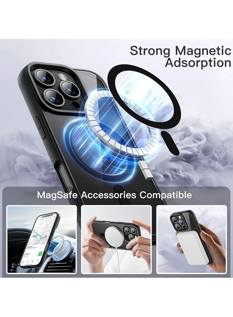 أكاليكس حافظة مغناطيسية لهاتف iPhone 16 Pro، متوافقة مع MagSafe، غطاء فاخر مطلي، حافظة هاتف شفافة ناعمة مقاومة للصدمات من مادة TPU، (أسود) - Image 4