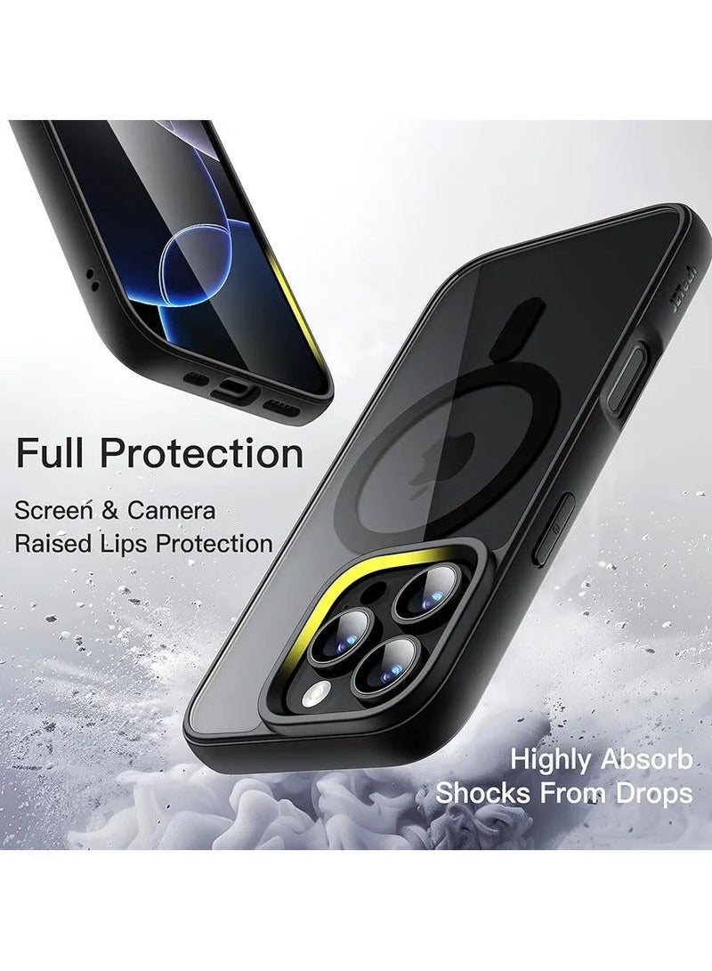 أكاليكس حافظة مغناطيسية لهاتف iPhone 16 Pro، متوافقة مع MagSafe، غطاء فاخر مطلي، حافظة هاتف شفافة ناعمة مقاومة للصدمات من مادة TPU، (أسود) - Image 5