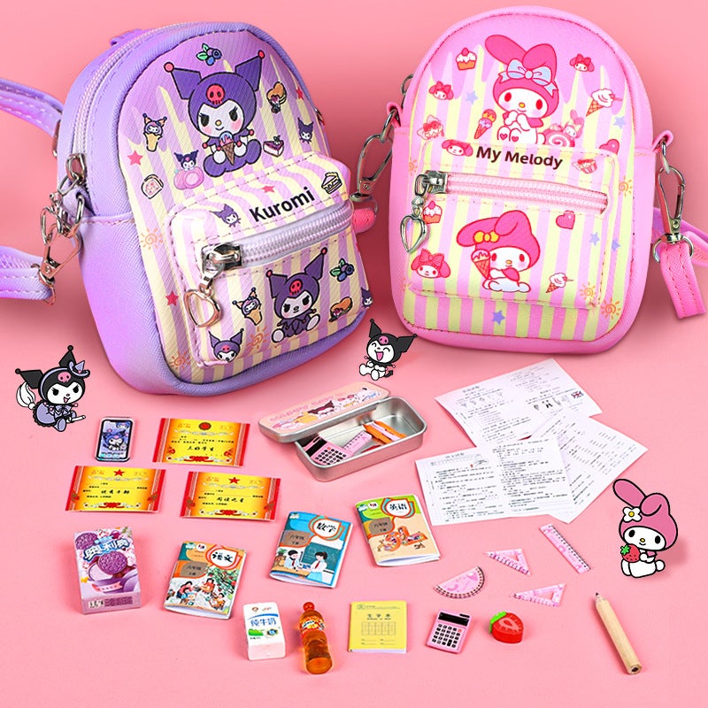Mini School Bag Sanrio Kids Toy Mini Stationery Set Storage Box for Girls - Image 1