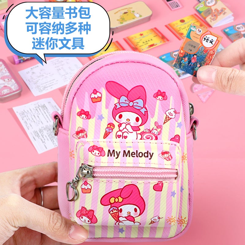 Mini School Bag Sanrio Kids Toy Mini Stationery Set Storage Box for Girls - Image 2