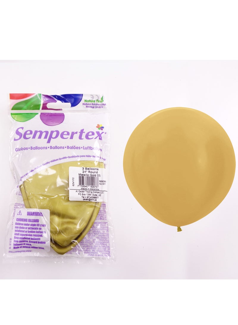 sempertex R-24 Metallic 570 Gold 3pcs/bag balloon - Image 2