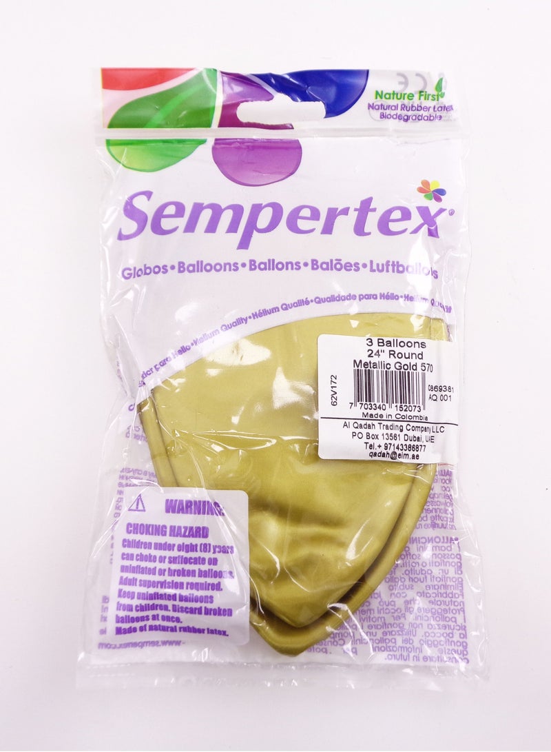 sempertex R-24 Metallic 570 Gold 3pcs/bag balloon - Image 3