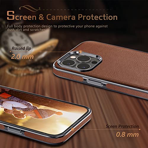 LOHASIC for iPhone 14 Pro Max Case, Slim Leather Business Classic Elegant Cover Shockproof Protective Men Phone Cases Compatible with iPhone 14 Pro Max 6.7 inch 2022 Brown - Image 4