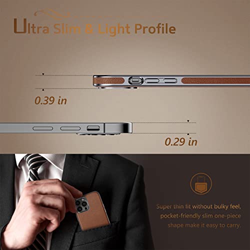 LOHASIC for iPhone 14 Pro Max Case, Slim Leather Business Classic Elegant Cover Shockproof Protective Men Phone Cases Compatible with iPhone 14 Pro Max 6.7 inch 2022 Brown - Image 2