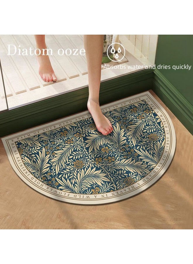 دبليو أيه أو كي أن سجادة أرضية حمام نصف دائرية، سجادة باب مضادة للانزلاق من المطاط الطبيعي، سجادة مطبوعة على الطراز الباروكي، سجادة حمام فائقة الامتصاص وسريعة الجفاف، مناسبة للمطبخ والحمام وغرفة المعيشة وغرفة النوم - Image 2