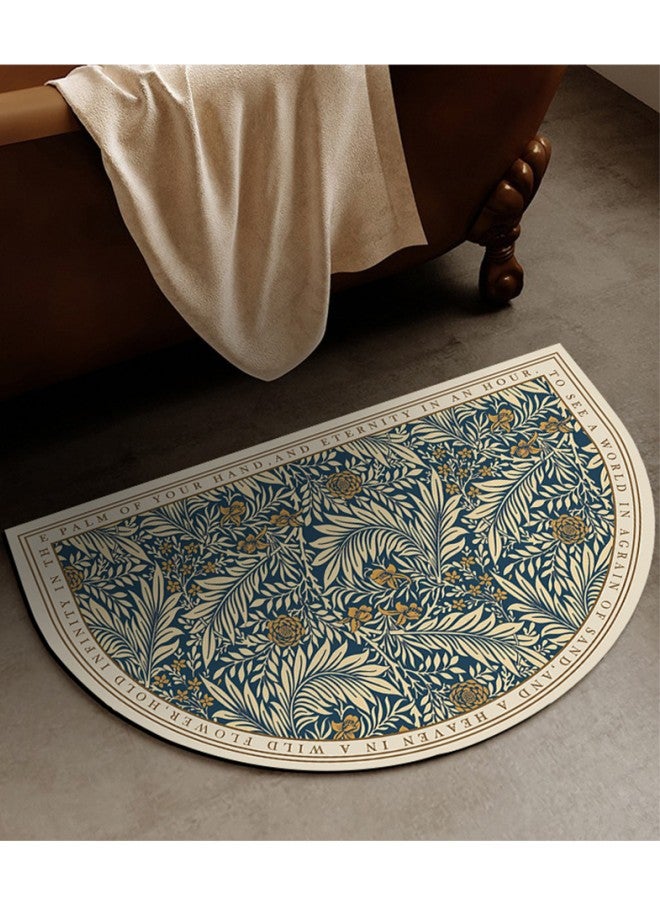 دبليو أيه أو كي أن سجادة أرضية حمام نصف دائرية، سجادة باب مضادة للانزلاق من المطاط الطبيعي، سجادة مطبوعة على الطراز الباروكي، سجادة حمام فائقة الامتصاص وسريعة الجفاف، مناسبة للمطبخ والحمام وغرفة المعيشة وغرفة النوم - Image 3