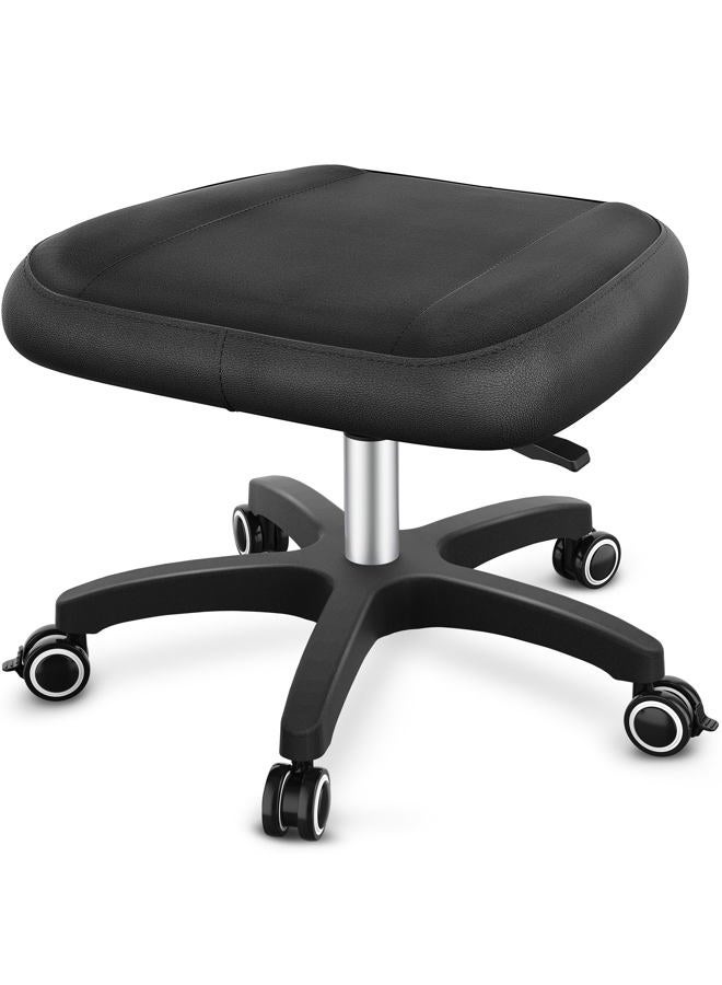 TASALON Multi-Use Footrest Stool Adjustable Height with 360° Rolling Lockable Wheels,Rest Ottoman,Office Footrests,Video Game Stool for Gaming for Home Office- Black - Image 1
