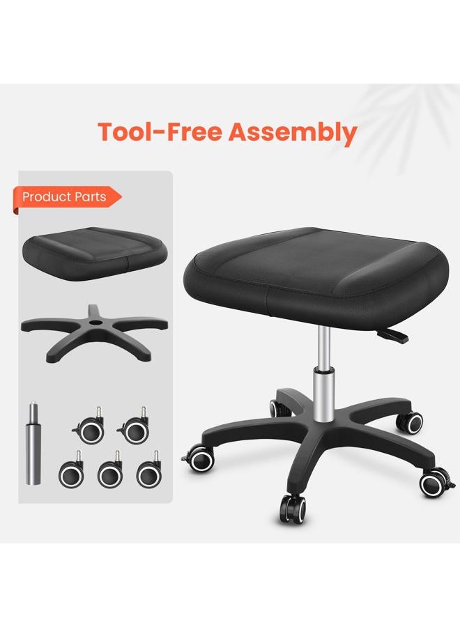 TASALON Multi-Use Footrest Stool Adjustable Height with 360° Rolling Lockable Wheels,Rest Ottoman,Office Footrests,Video Game Stool for Gaming for Home Office- Black - Image 5
