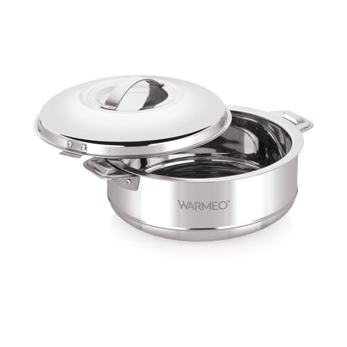 WARMEO Steam Insulated Stainless Steel Casseroles| Easy to Carry Hot Boxes for Kitchen | Hot Food, Easy to Store| Silver|5 Liter - Image 1