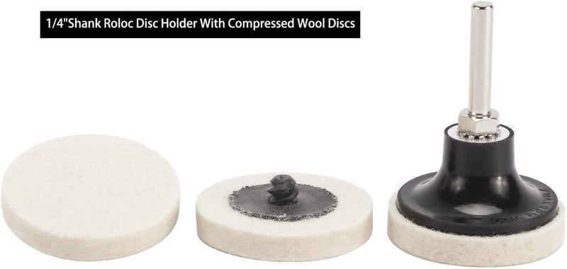 DELE 60 Pcs 2" Commpressed Wool Fabric Qc Disc Polishing Buffing Pads Wheels with Disc Pad Holder for Polishing and Buffing Projects - Image 3