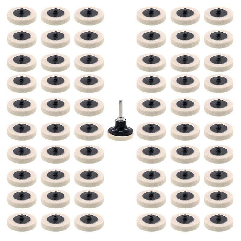 DELE 60 Pcs 2" Commpressed Wool Fabric Qc Disc Polishing Buffing Pads Wheels with Disc Pad Holder for Polishing and Buffing Projects - Image 1