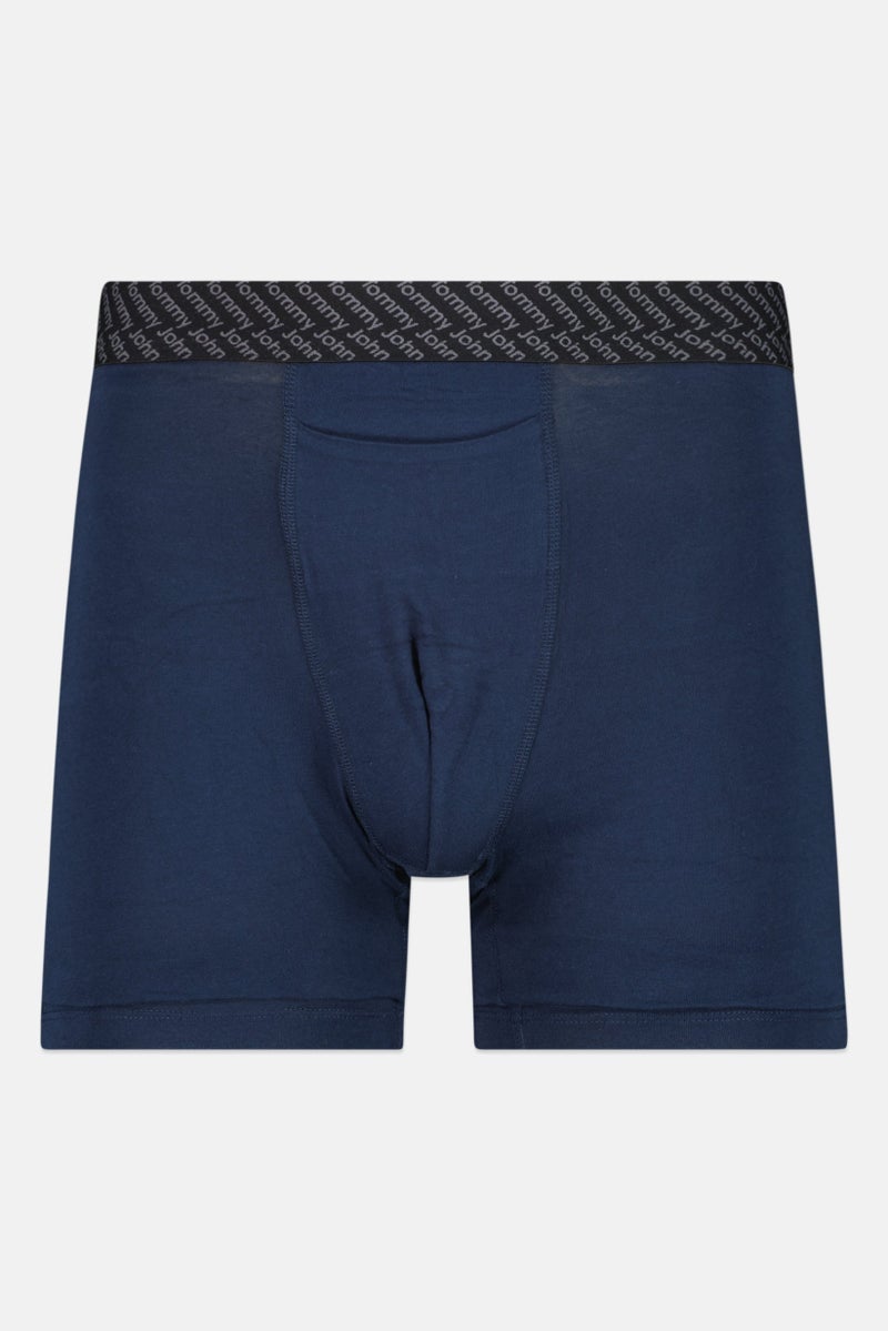 Tommy John Men 2 Pieces 6 Inseam Brand Logo Boxer Briefs, Navy/Grey - Image 2