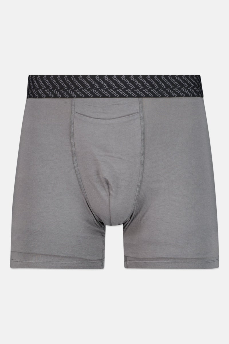Tommy John Men 2 Pieces 6 Inseam Brand Logo Boxer Briefs, Navy/Grey - Image 5