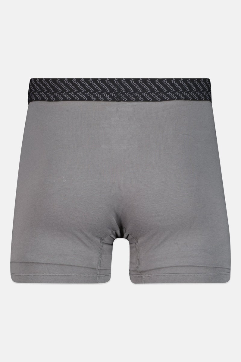 Tommy John Men 2 Pieces 6 Inseam Brand Logo Boxer Briefs, Navy/Grey - Image 3