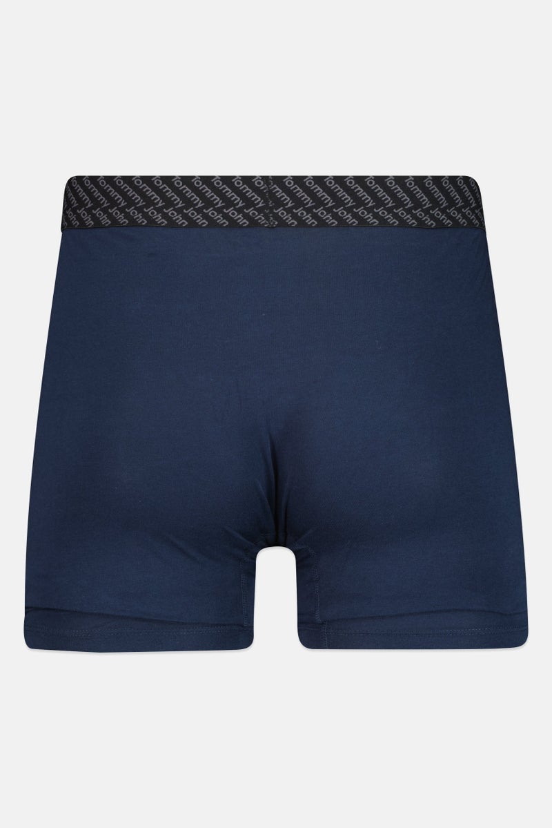 Tommy John Men 2 Pieces 6 Inseam Brand Logo Boxer Briefs, Navy/Grey - Image 4