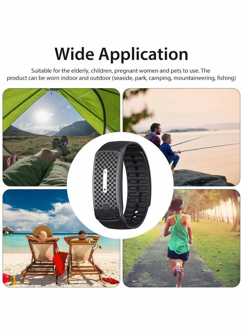 Excefore Mosquito Repellent Bracelets Reusable Portable Electronic Mosquito Pest Bugs Control Bracelets Rechargeable for Pregnant Women (Black) - Image 3