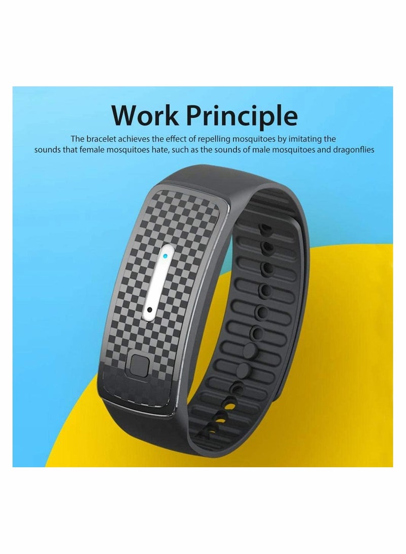 Excefore Mosquito Repellent Bracelets Reusable Portable Electronic Mosquito Pest Bugs Control Bracelets Rechargeable for Pregnant Women (Black) - Image 4