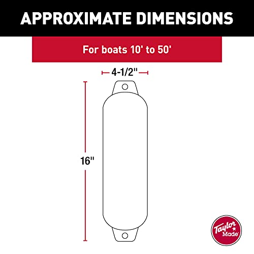 TaylorMade فندر قارب قابل للنفخ من تايلور ميد هول-غارد، أزرق منتصف المحيط (4.5" × 16"), شكل بيضاوي فريد, صمام تضخيم إبرة كرة القدم المصبوبة, بناء سلس, عيون مزدوجة - 41021 - Image 2
