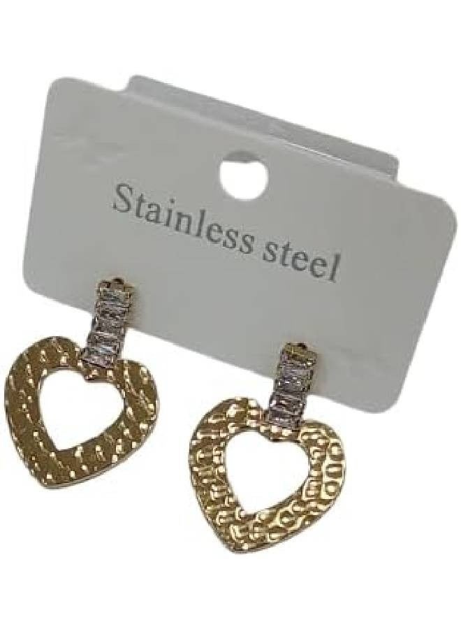 Elegant Heart Shape Earrings for Women and Girls, Rust Resistant Design, Lightweight Fashion Accessory Suitable for Daily Wear and Occasions - Image 1
